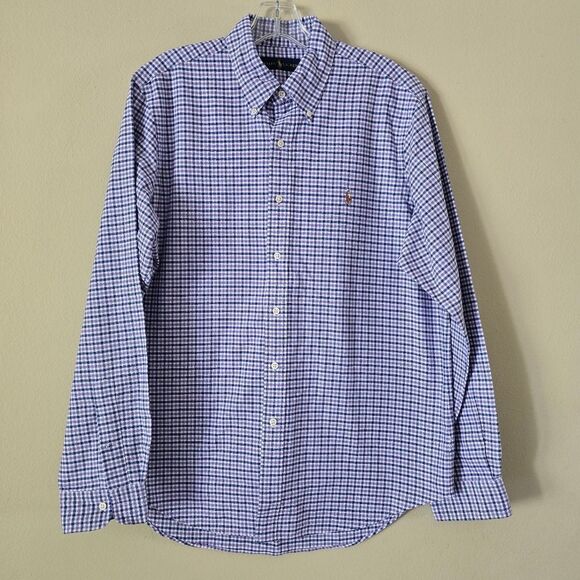 Polo by Ralph Lauren Men's Blue Checkered Shirt Size Large  Blue Label - Picture 1 of 15